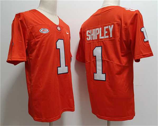Men%27s Clemson Tigers #1 Will Shipley Orange Stitched Football Jersey
